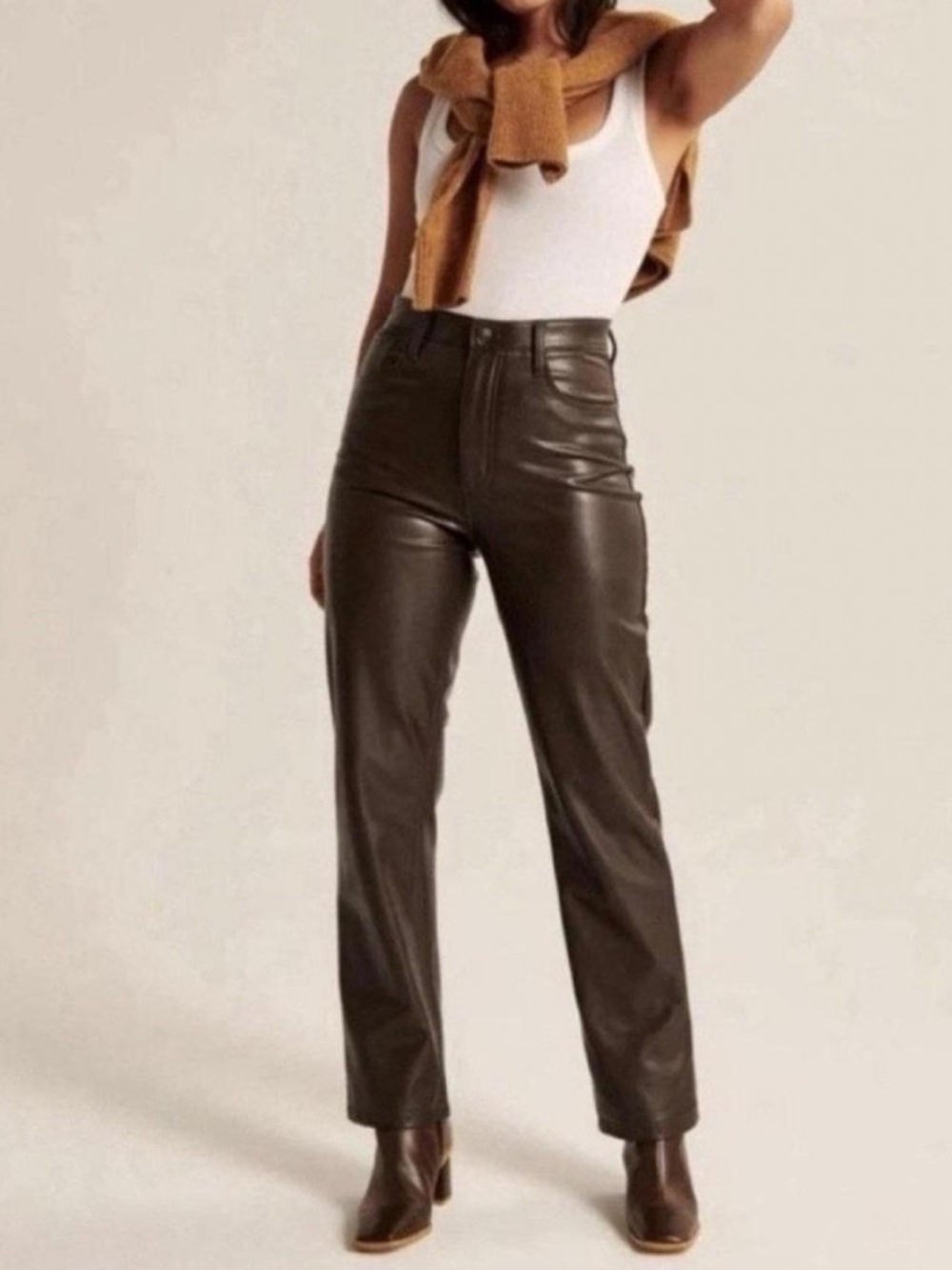 Abercrombie & Fitch The 90s Straight Ultra High Rise Faux Leather Pants